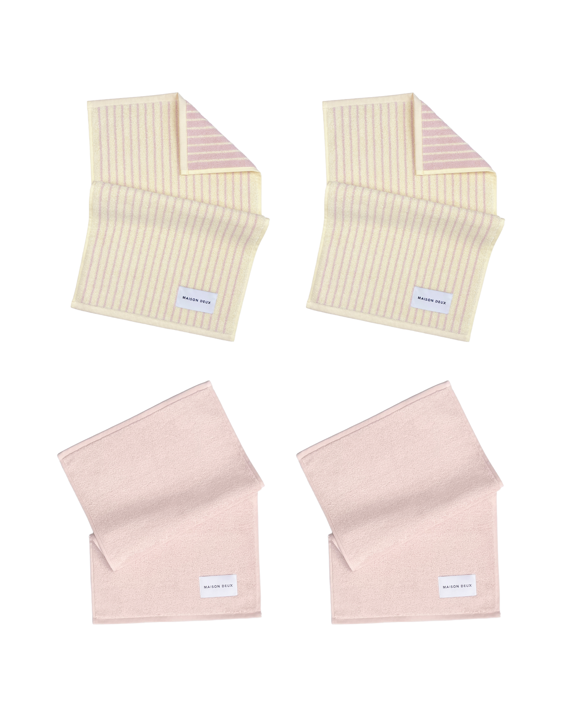 Guest Towel 4-Pack Dual Stripe Butter Yellow Pink