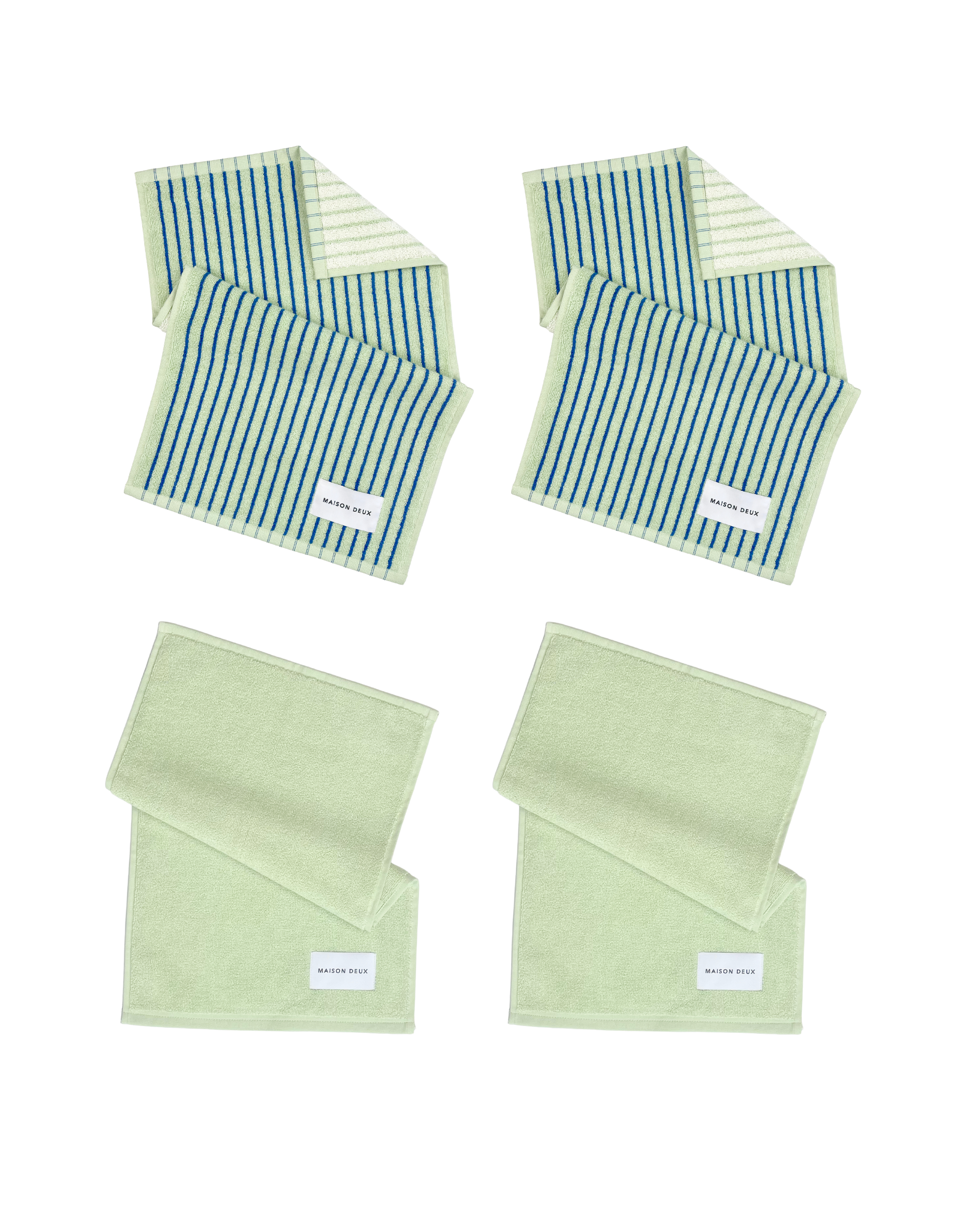 Guest Towel 4-Pack Dual Stripe Sage