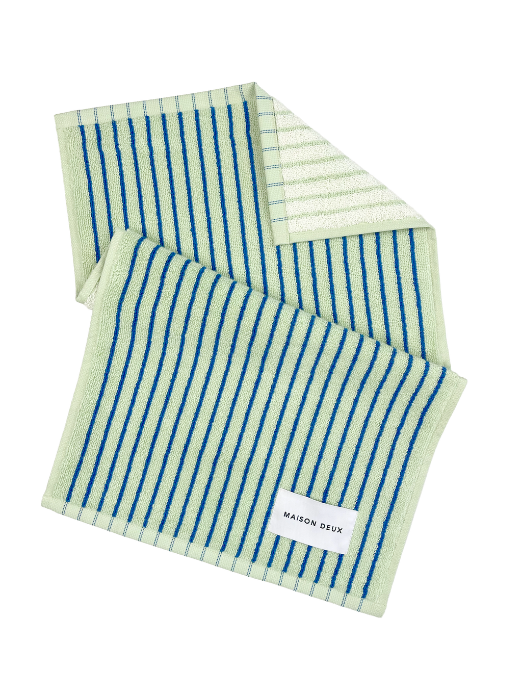La serviette Dual Stripe Sauge Bleu Cobalt