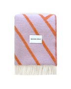 Lines Blanket Lilac Orange - Wool Colorful Plaid