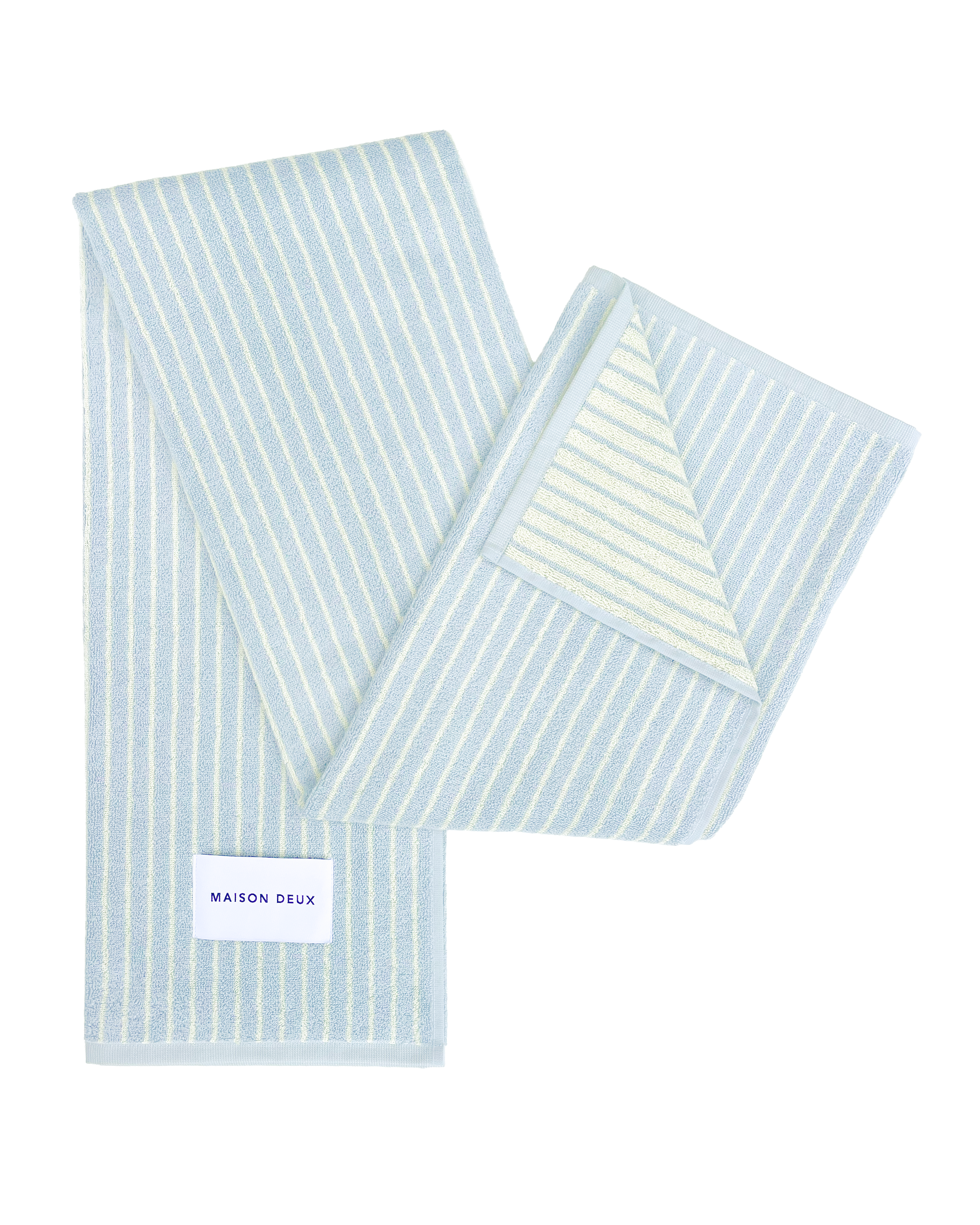 Maison Deux Dual Stripe Beach Towel Blue Butter Yellow
