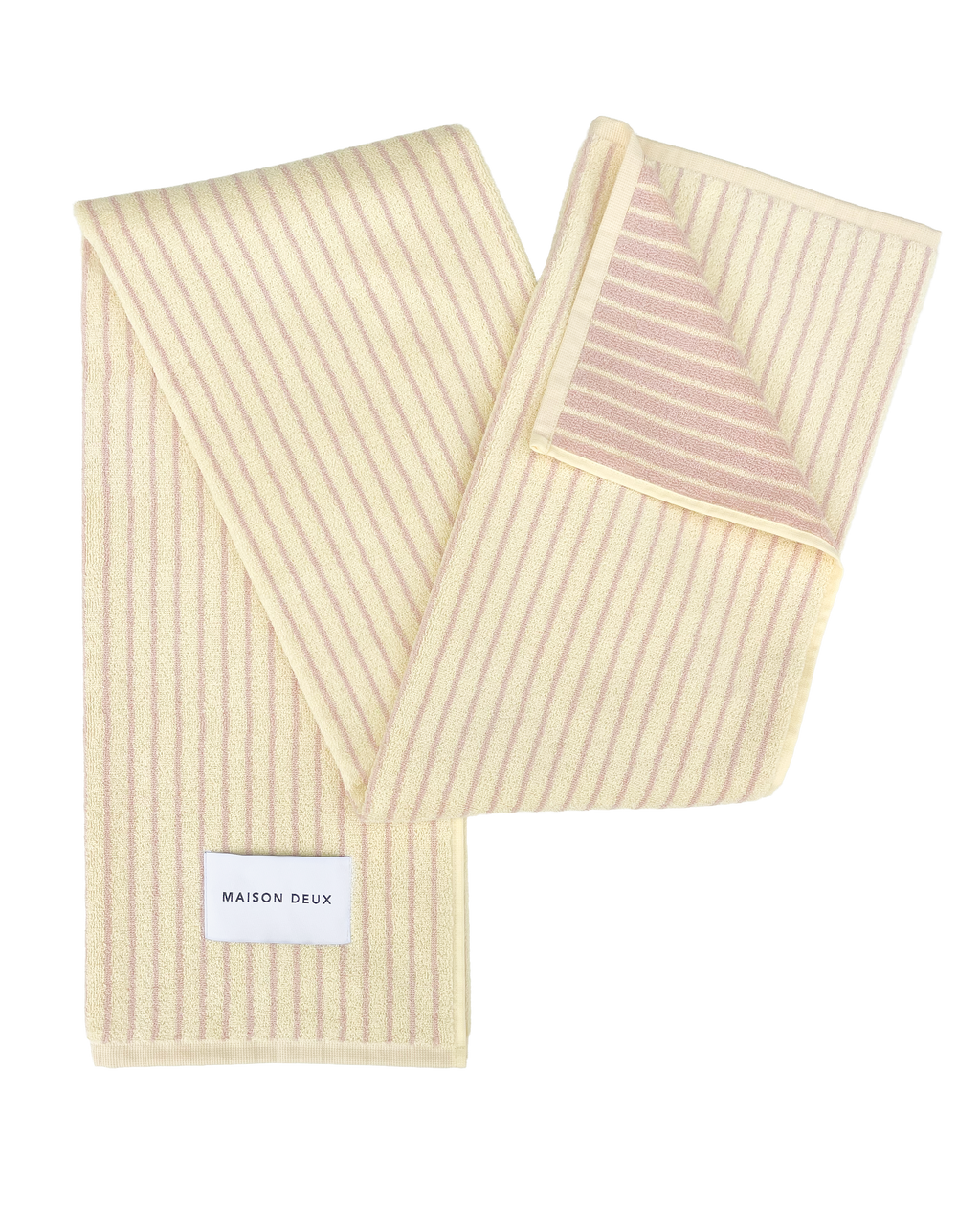 Maison Deux Dual Stripe Beach Towel Butter Yellow Pink