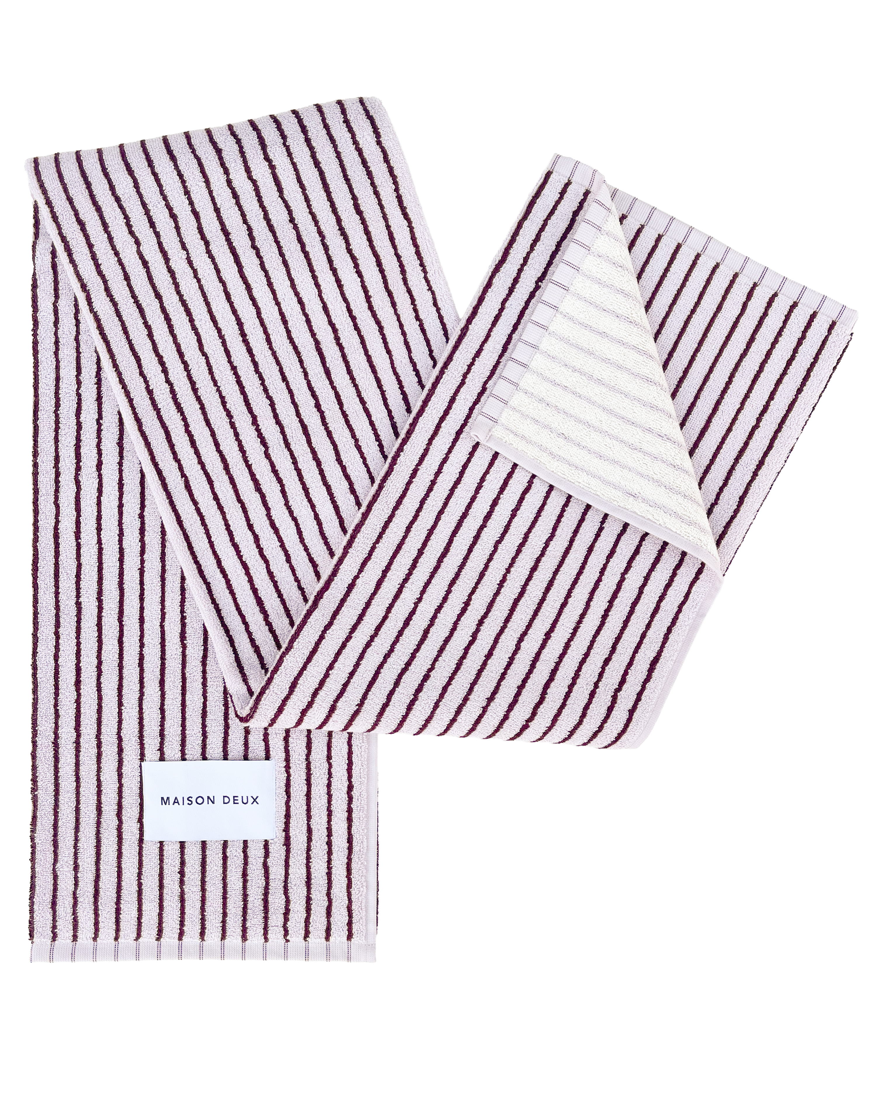 Maison Deux Dual Stripe Towel Lilac Bordo