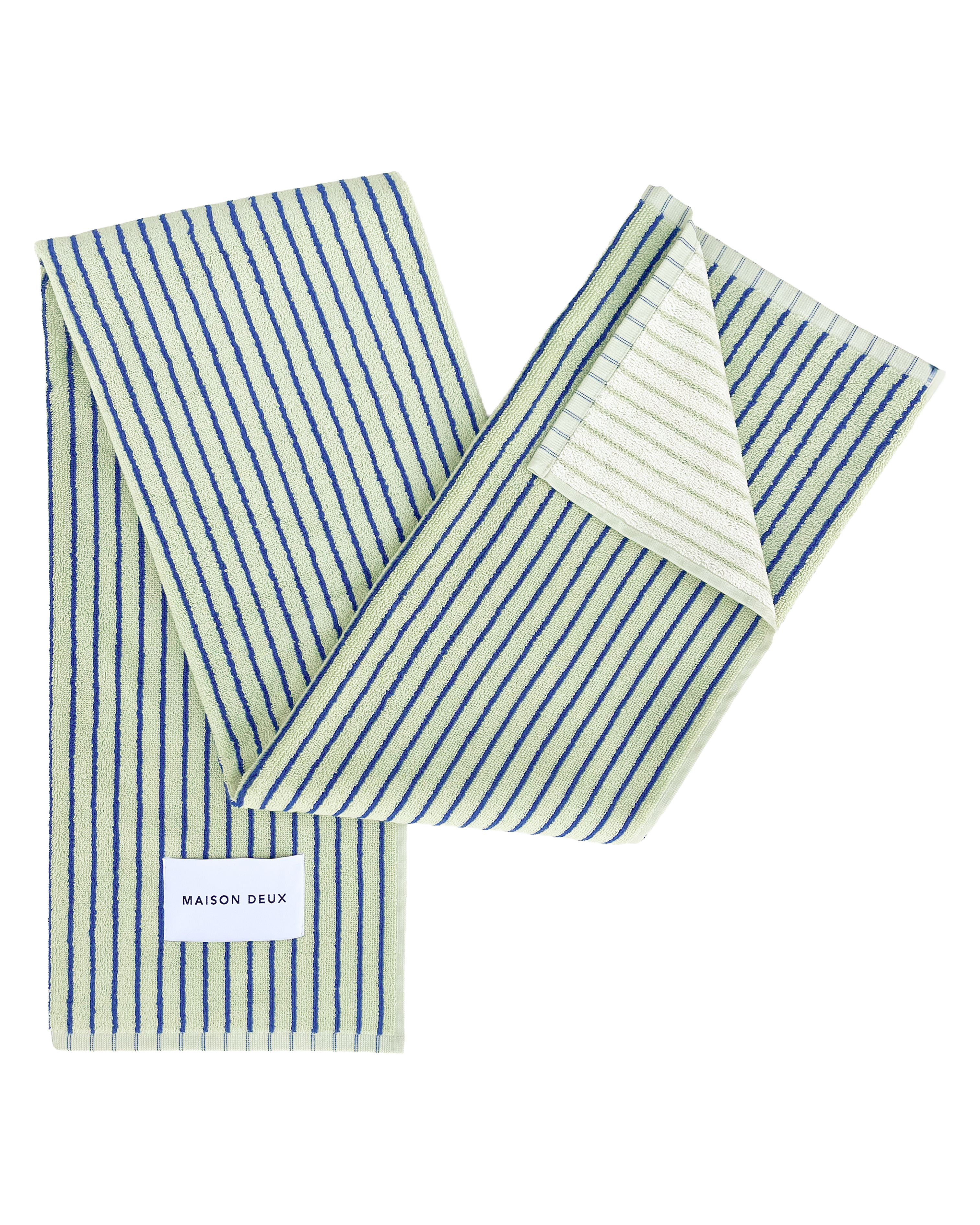 Dual Stripe Towel Sage Cobalt Blue
