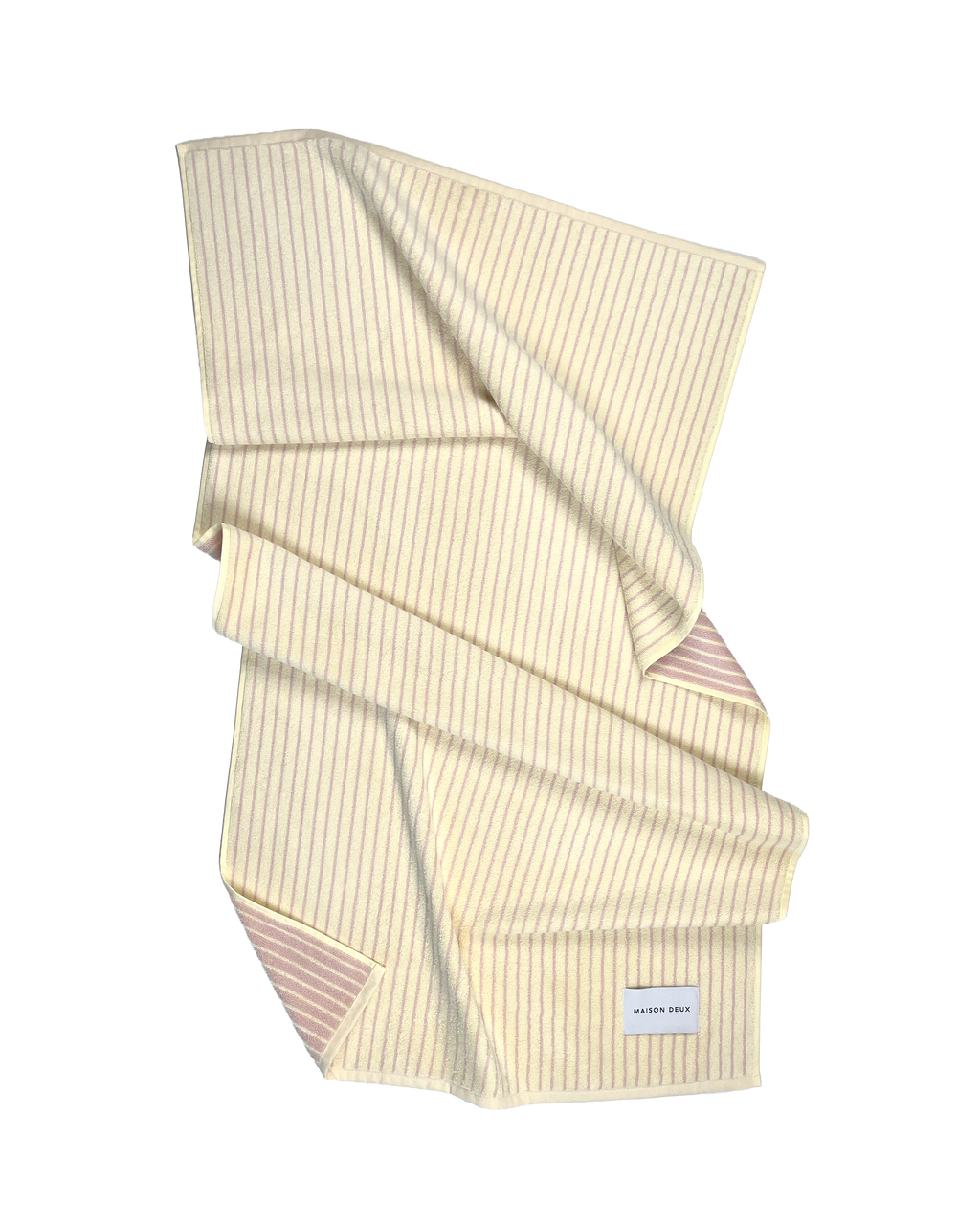Dual Stripe Towel Butter Yellow Pink