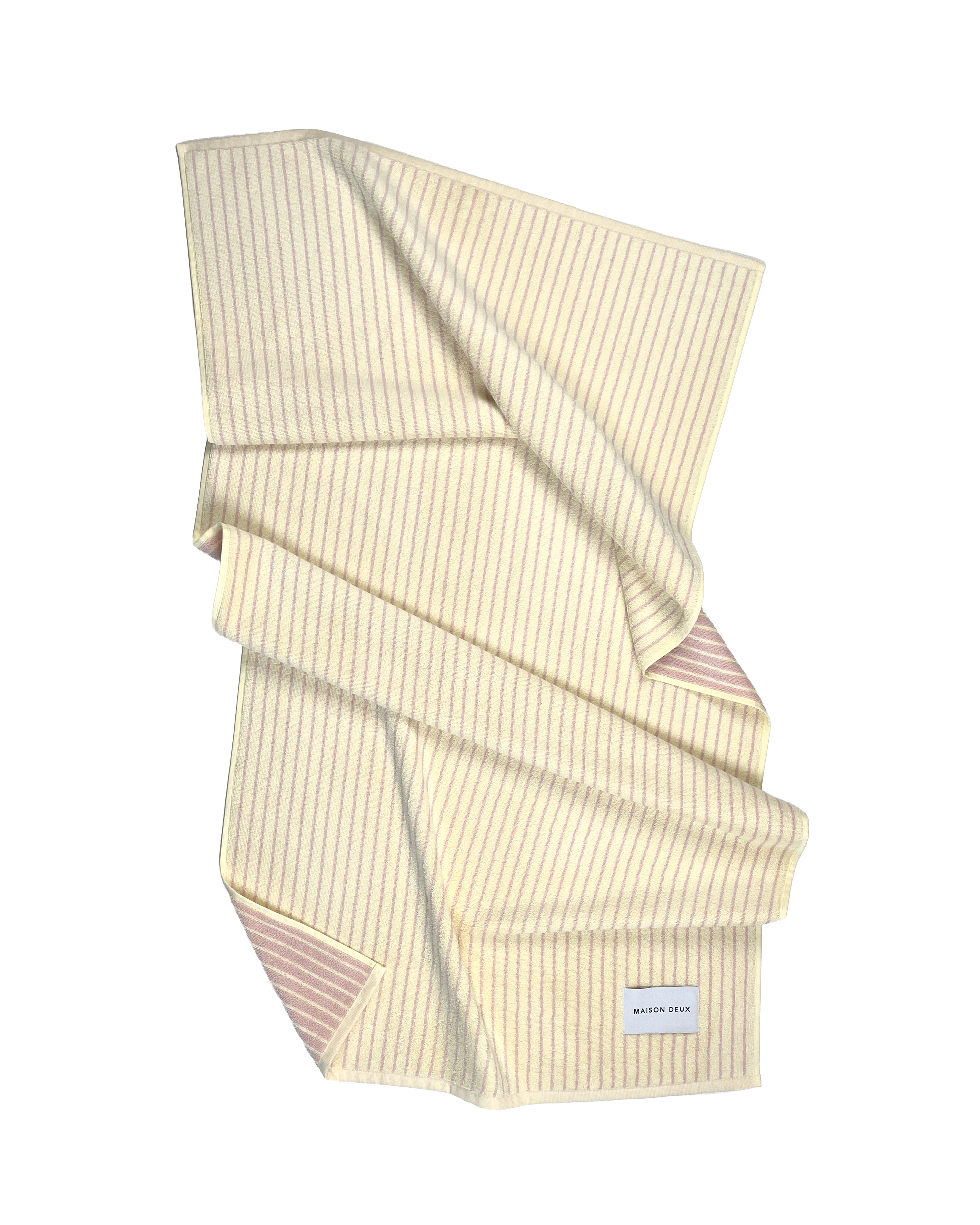 Dual Stripe Beach Towel Butter Yellow Pink