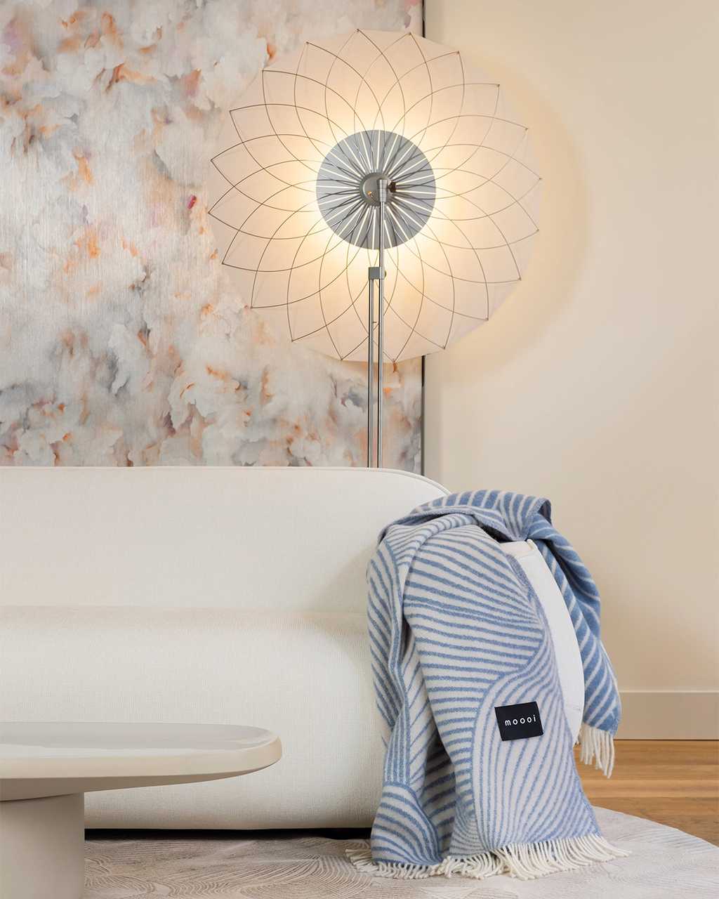 Techno Bee Blanket Denim Cream