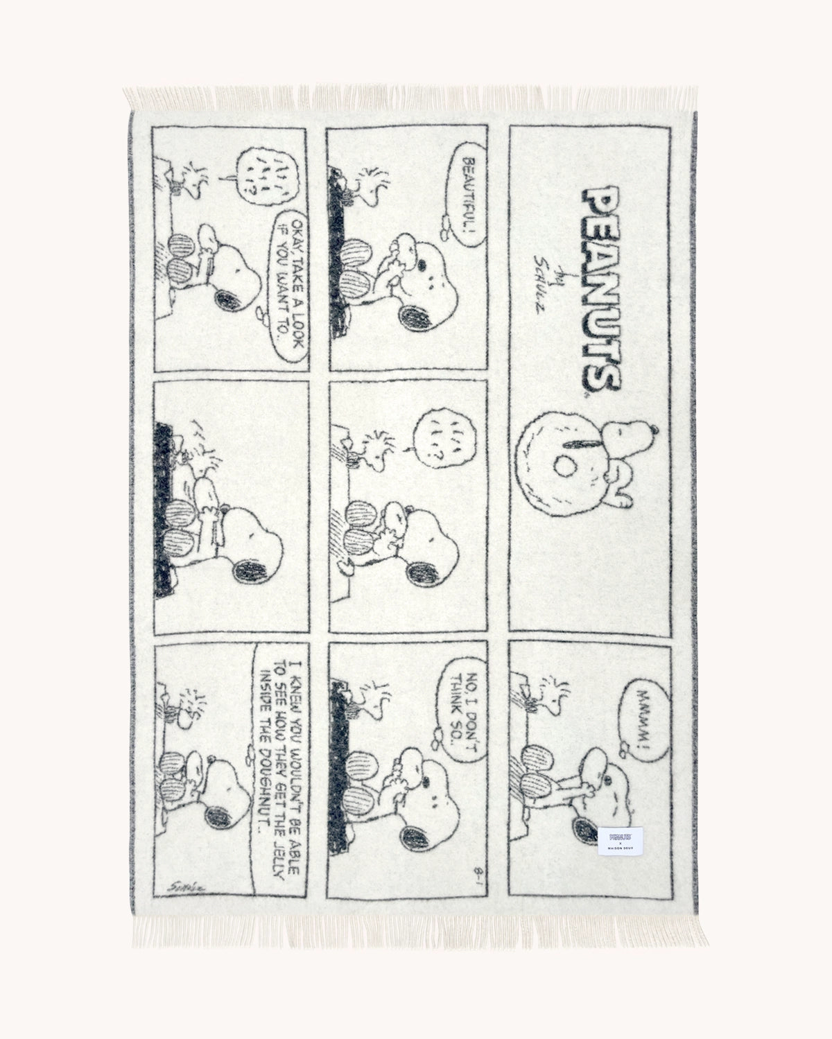 Peanuts-Decke Comic Donut Weiß Schwarz