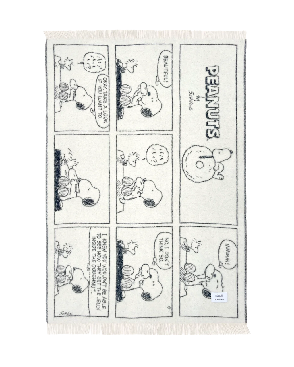 Peanuts Blanket Comic Doughnut White Black