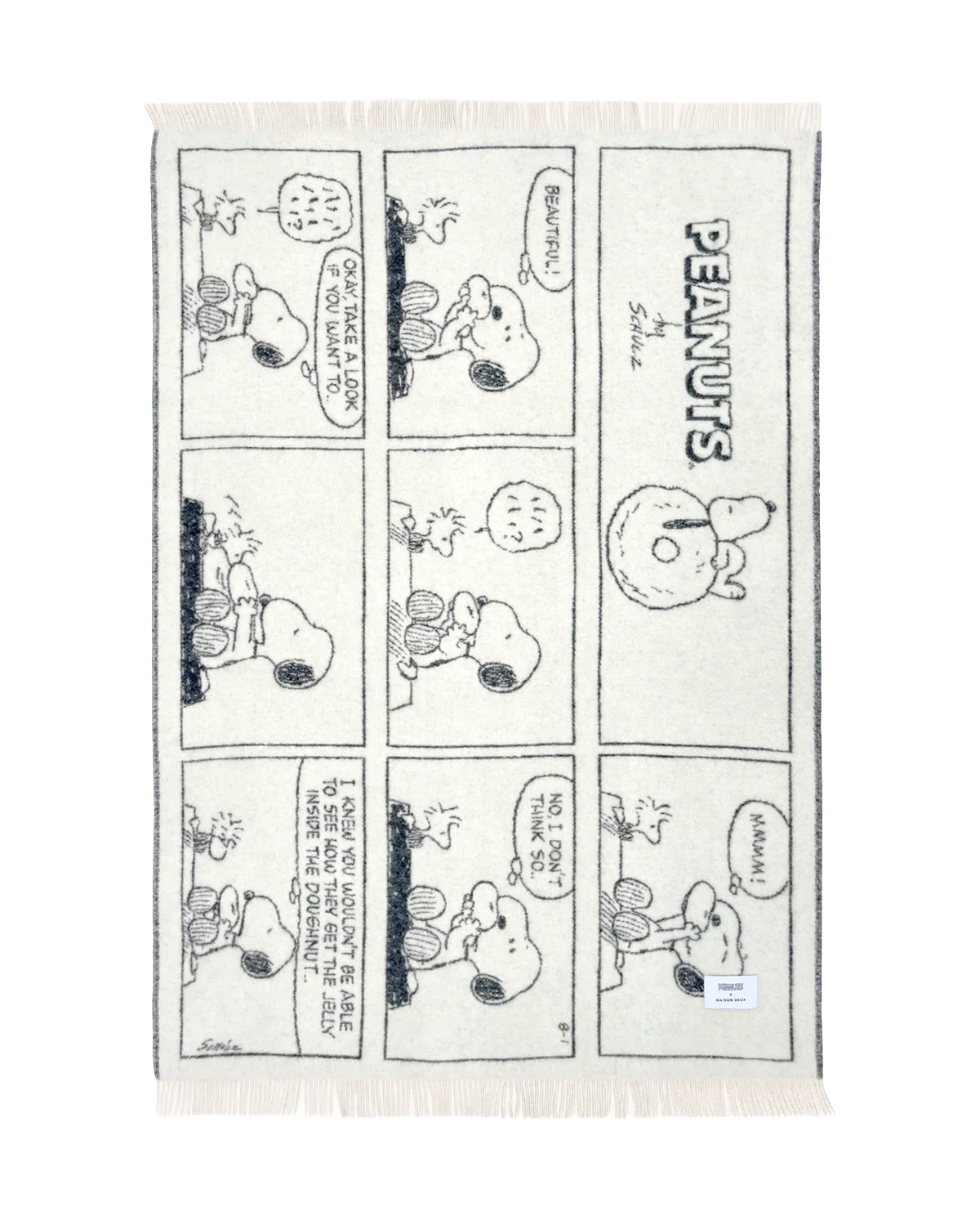 Peanuts Blanket Comic Doughnut White Black