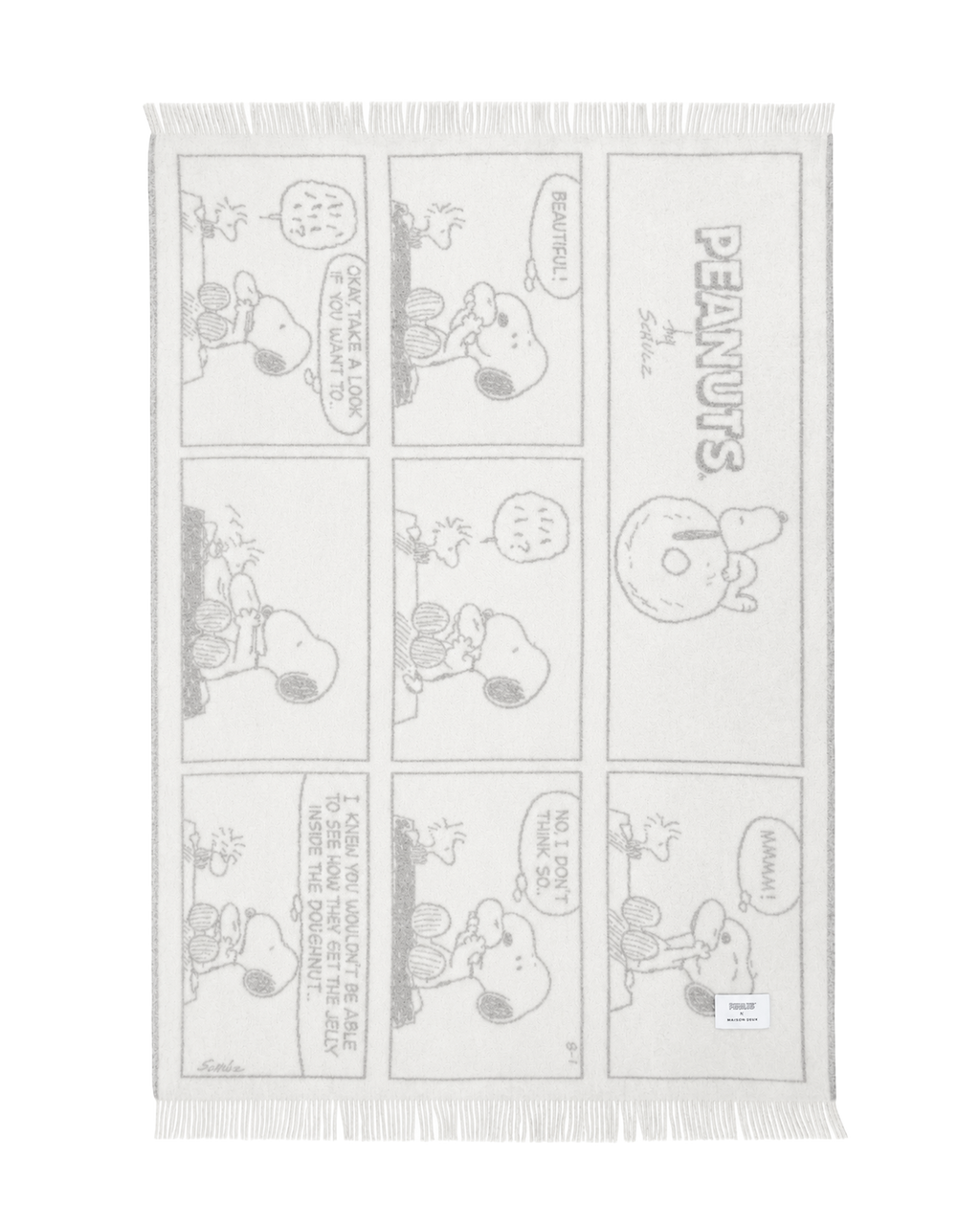 Peanuts Decke Comic Donut Weiß-Grau