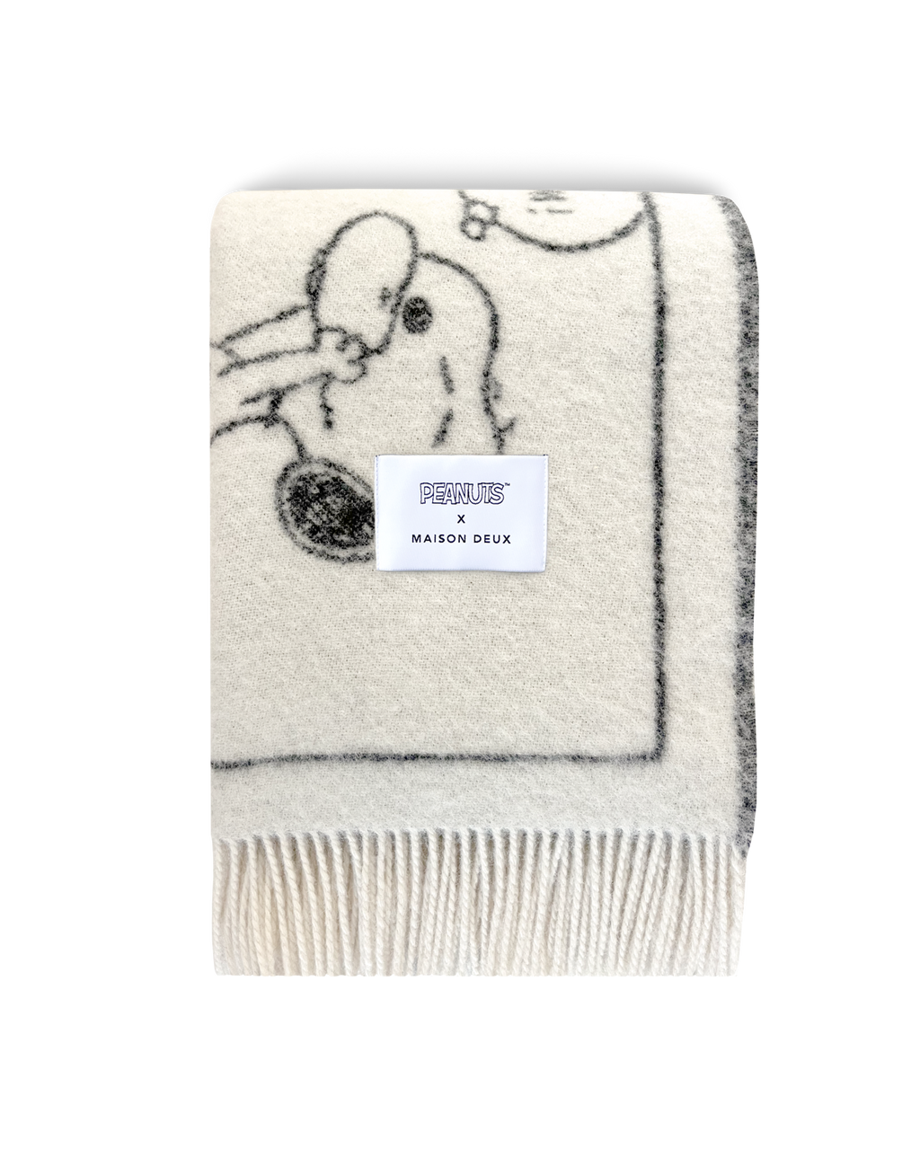 Peanuts Blanket Comic Doughnut White Black