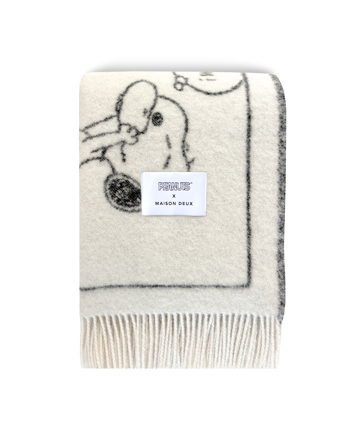 Peanuts Blanket Comic Doughnut White Black