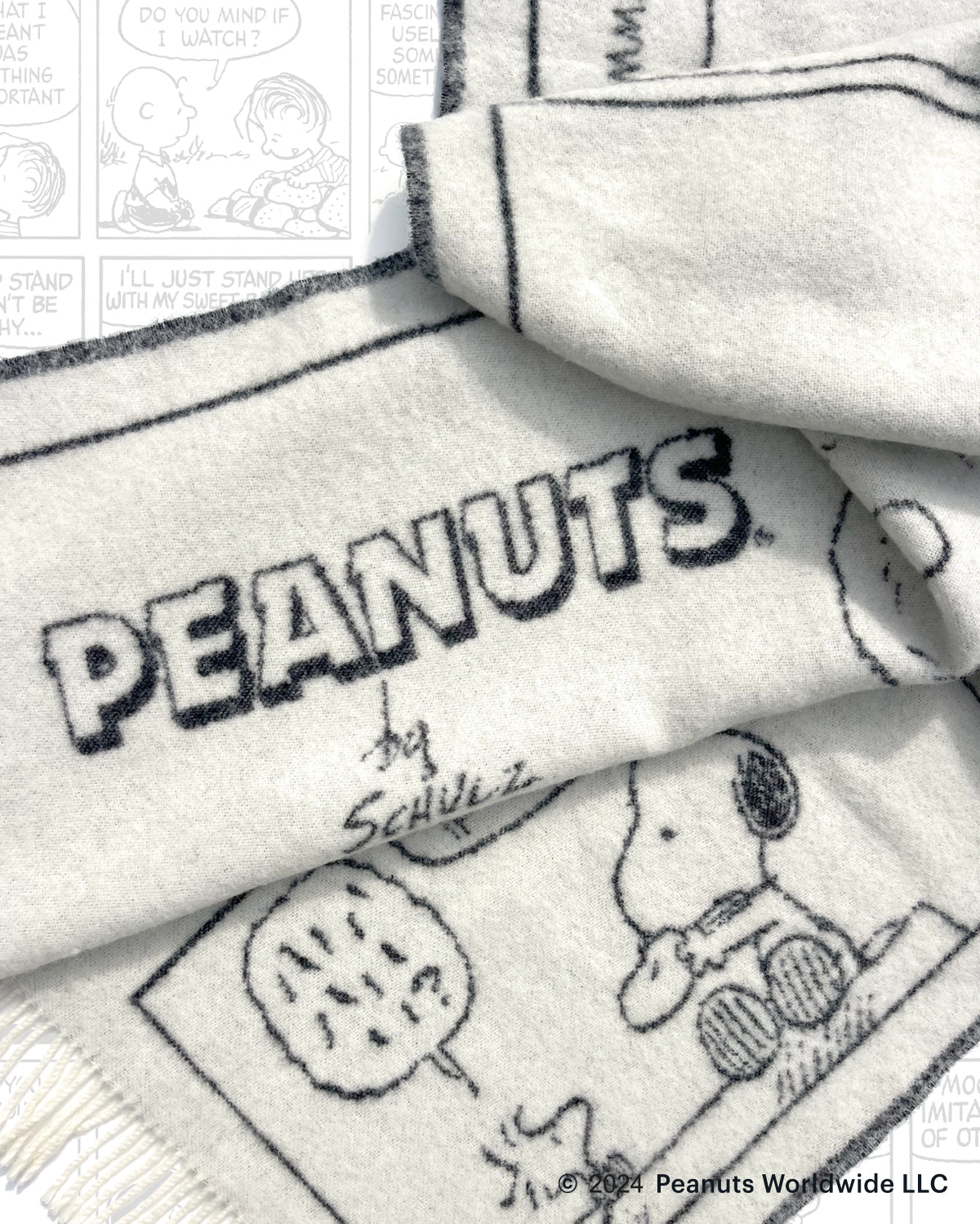 Peanuts Blanket Comic Doughnut White Black