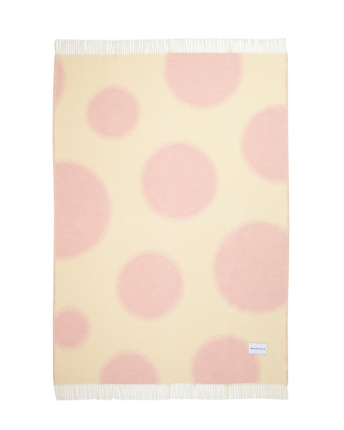 Polka Bold Decke Buttergelb-Rosa