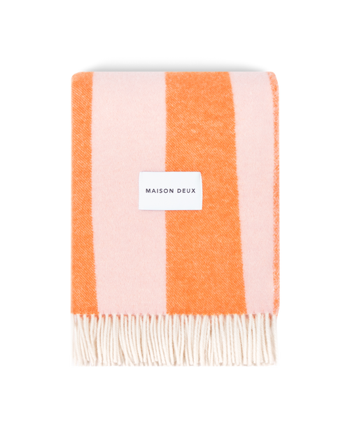 Rough Stripe Blanket Pink Carrot