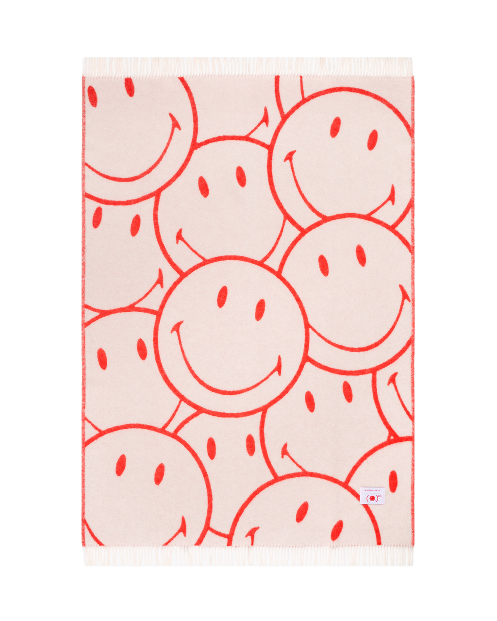 Smiley® (RED) X Maison Deux Blanket White Red