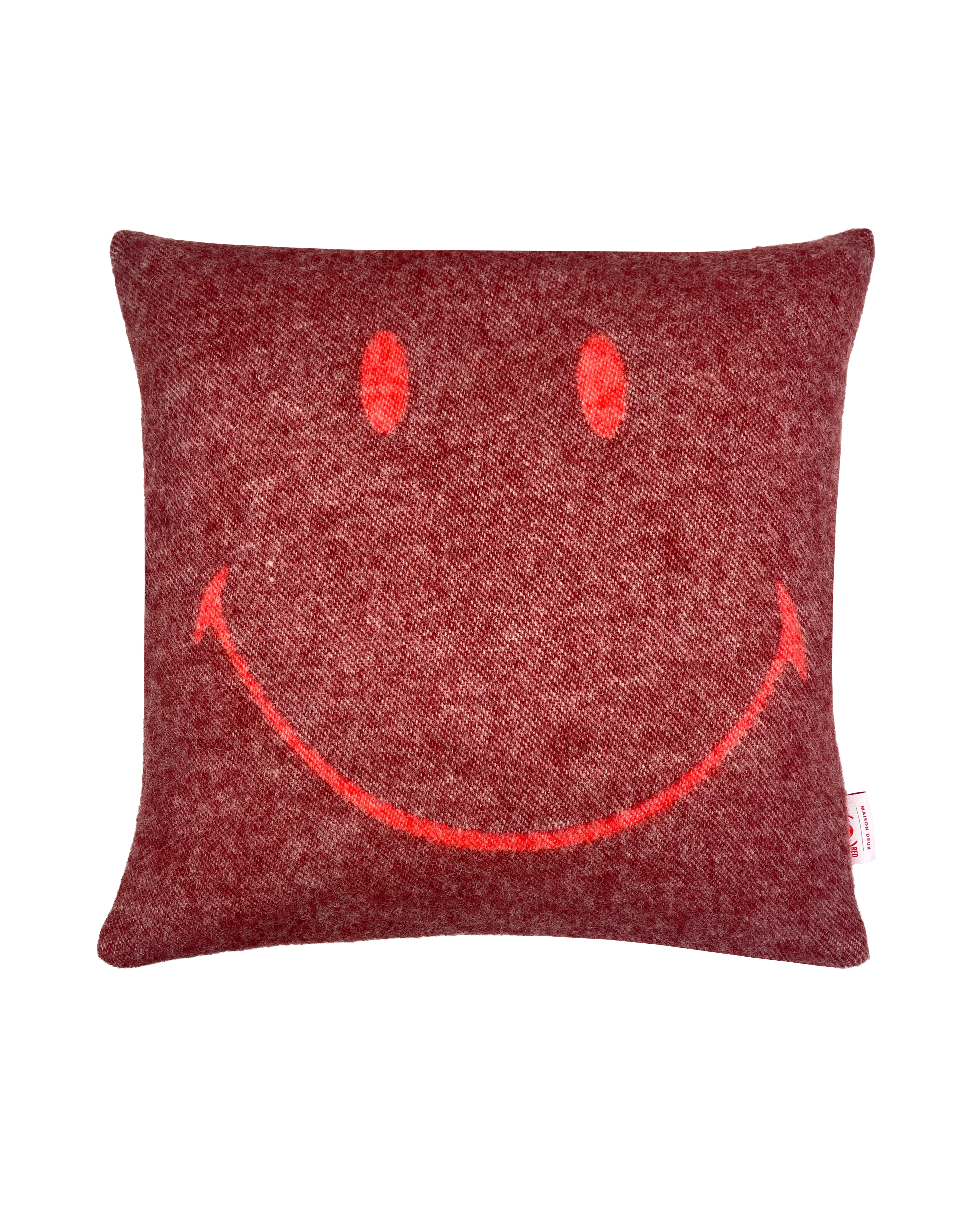 Housse de Coussin Smiley® (RED) X Maison Deux Rouge Bordeaux