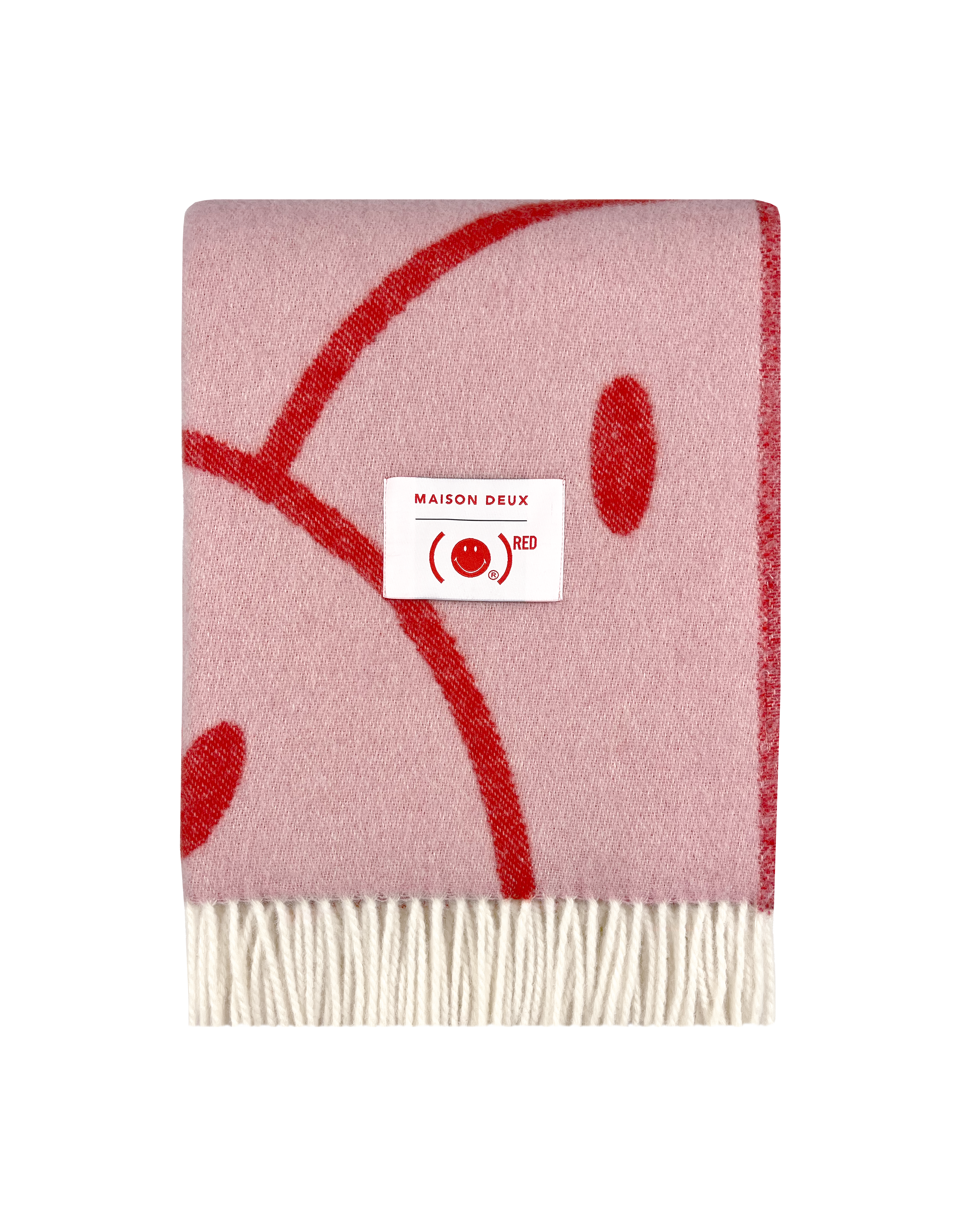 Smiley® (RED) X Maison Deux Blanket Pink Red | New Zealand Wool Smiley® (RED) X Maison Deux Blanket Pink Red | New Zealand Wool