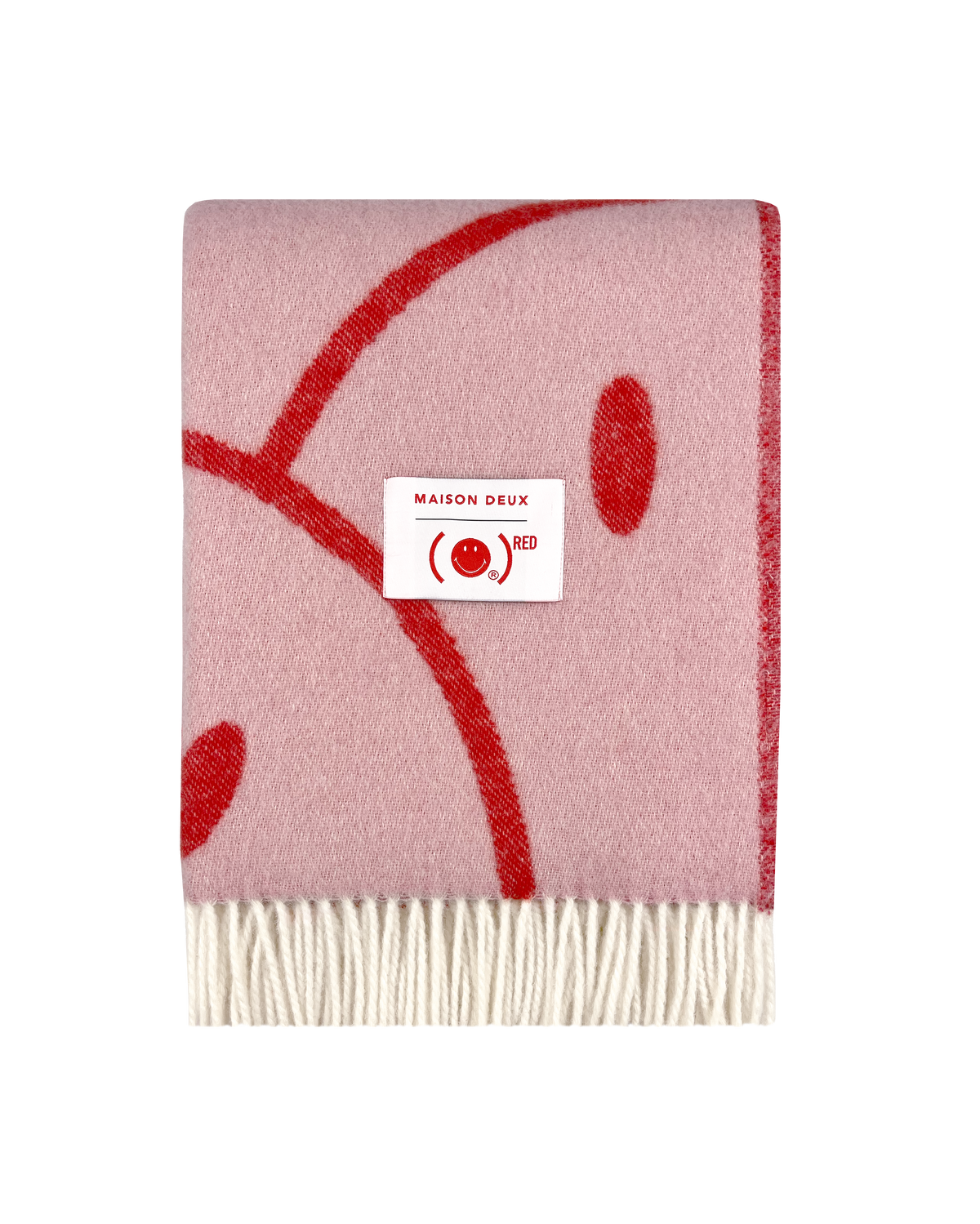 Smiley® (RED) X Maison Deux Blanket Pink Red | New Zealand Wool