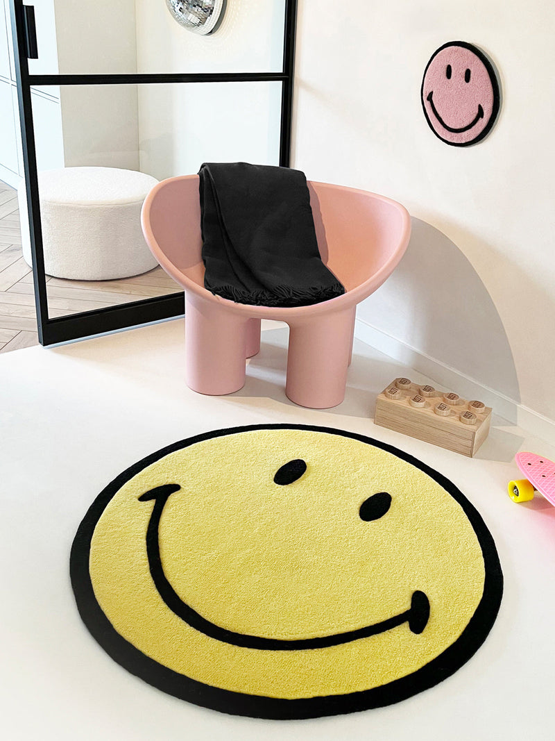 Smiley Rug Yellow 100 cm - Smiley Carpet