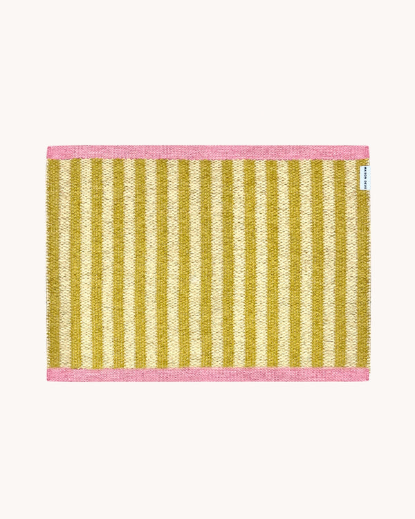 Plastic Door Mat Pink Yellow Stripes