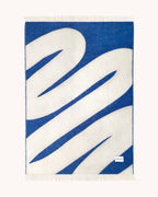 Wool Blanket Cobalt Blue White - Swirl