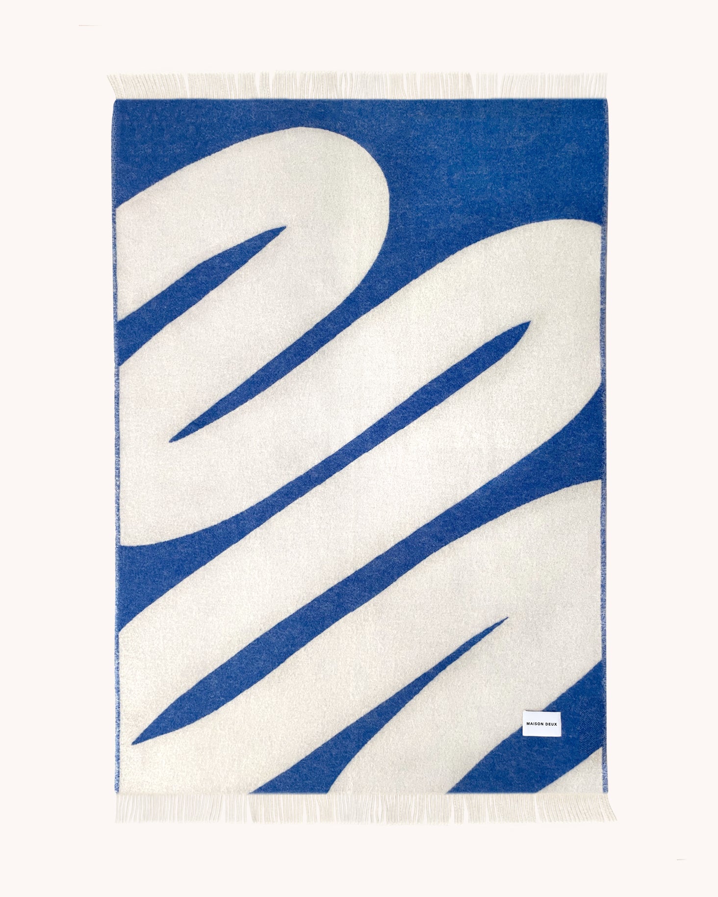 Wool Blanket Cobalt Blue White - Swirl