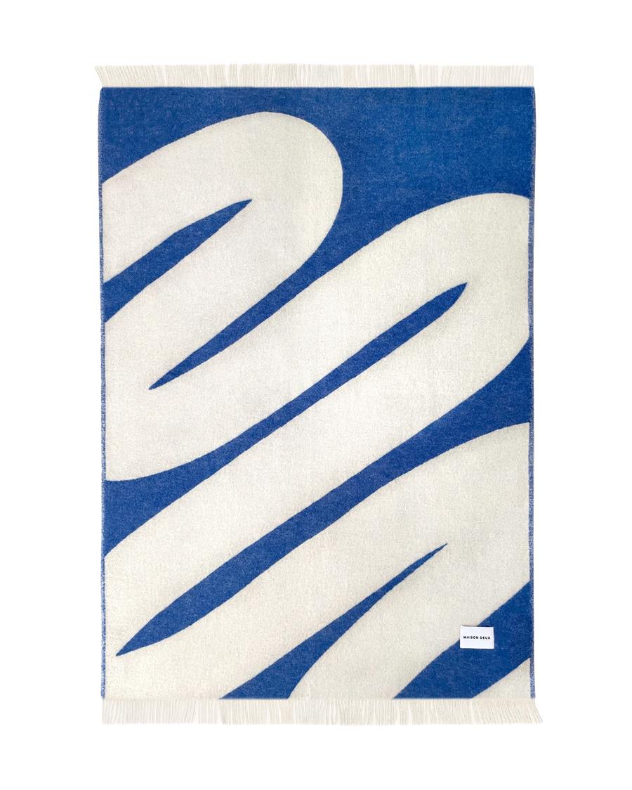 Swirl Blanket Cobalt Blue White