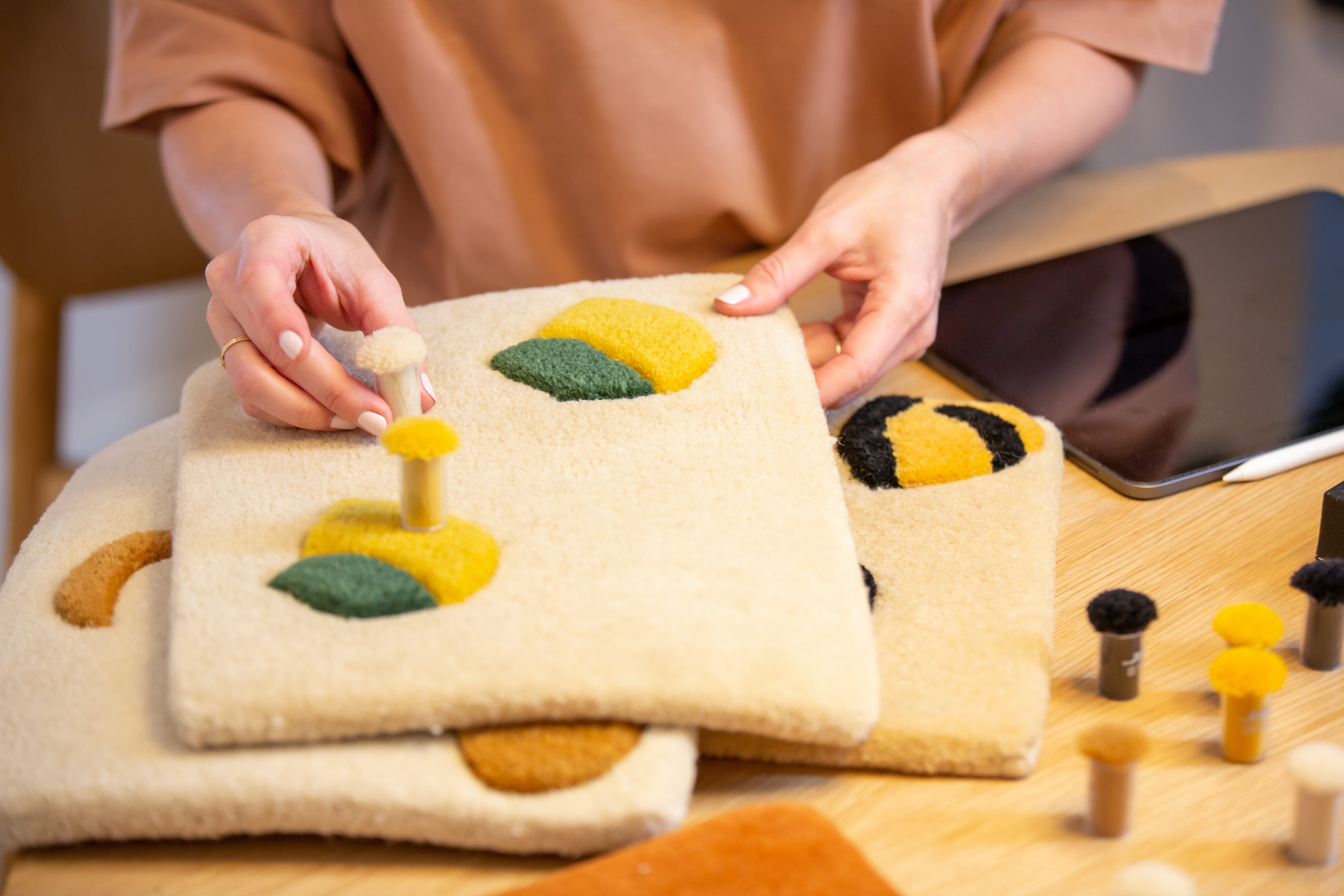 Snoopy Puffer Jacket Rug 110 x 112 cm - Blue Yellow – Maison Deux