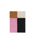 Brown, cream, pink and black check pattern doormat sample swatch