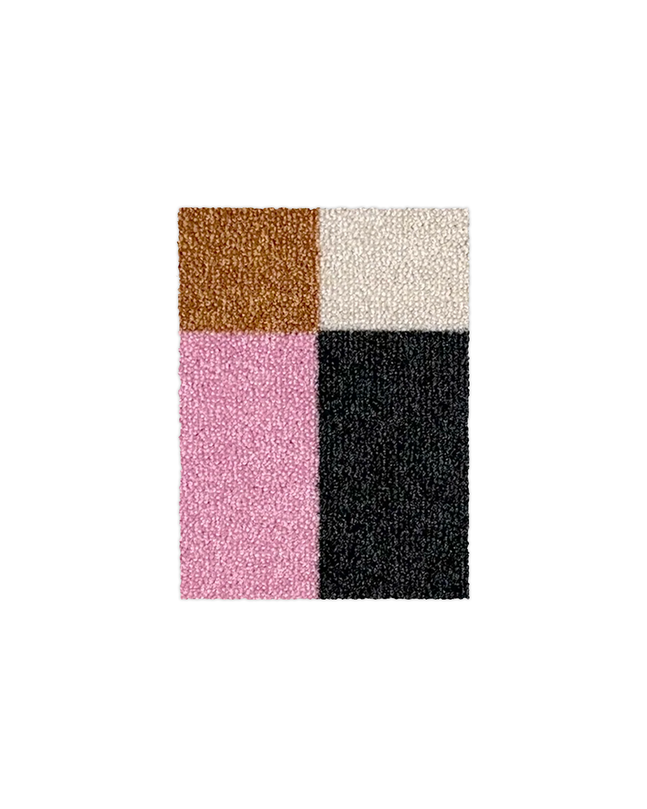 Brown, cream, pink and black check pattern doormat sample swatch