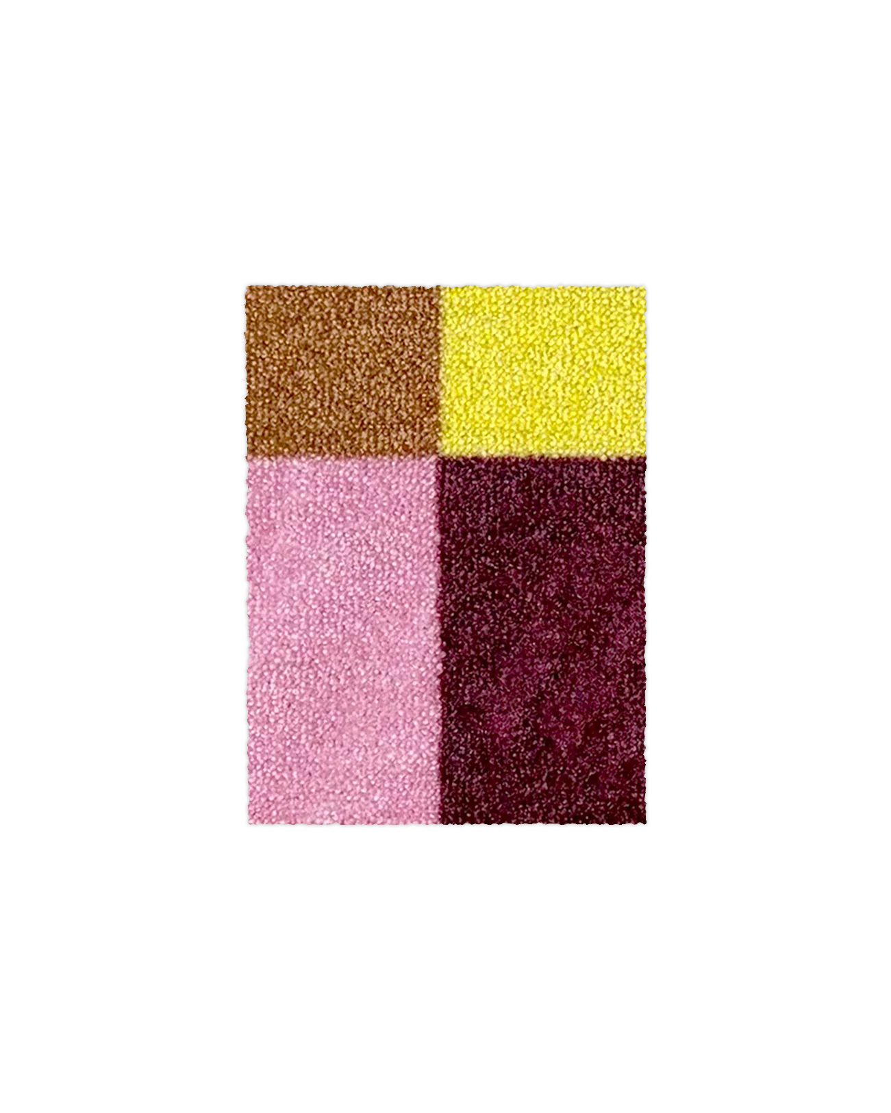 Brown, yellow, pink and burgundy check pattern doormat sample swatch