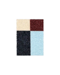 Cream, burgundy, black and light blue check pattern doormat sample swatch