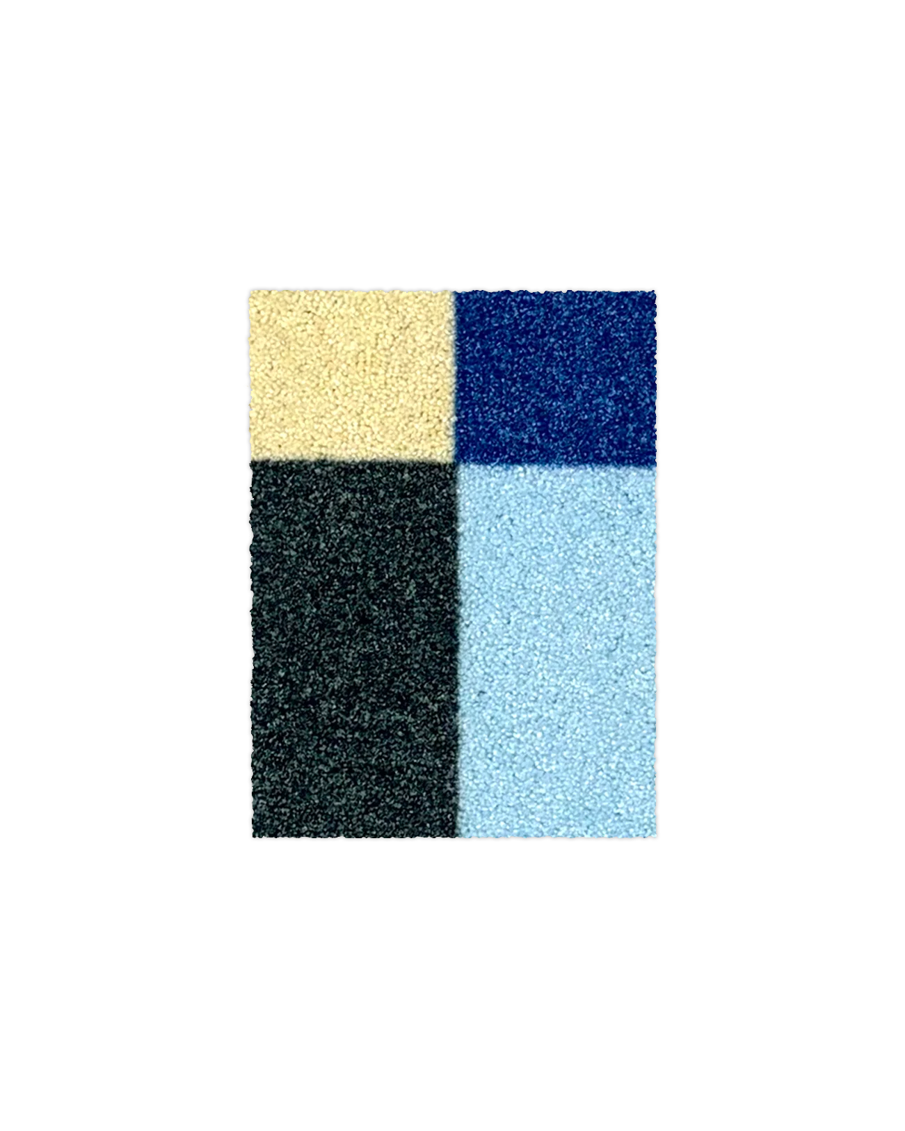 Cream, dark blue, black and light blue check pattern doormat sample swatch