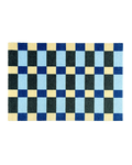 "Cream, light blue, navy and dark green custom size check pattern doormat"
