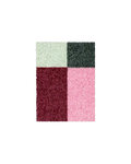 Mint, dark green, burgundy and pink check pattern doormat sample swatch