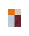 Orange, cream, light blue and burgundy check pattern doormat sample swatch