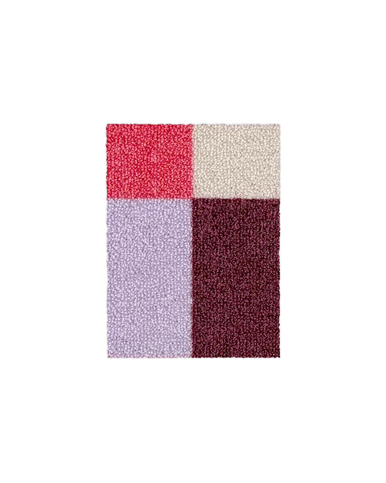 Pink, cream, lilac and burgundy check pattern doormat sample swatch