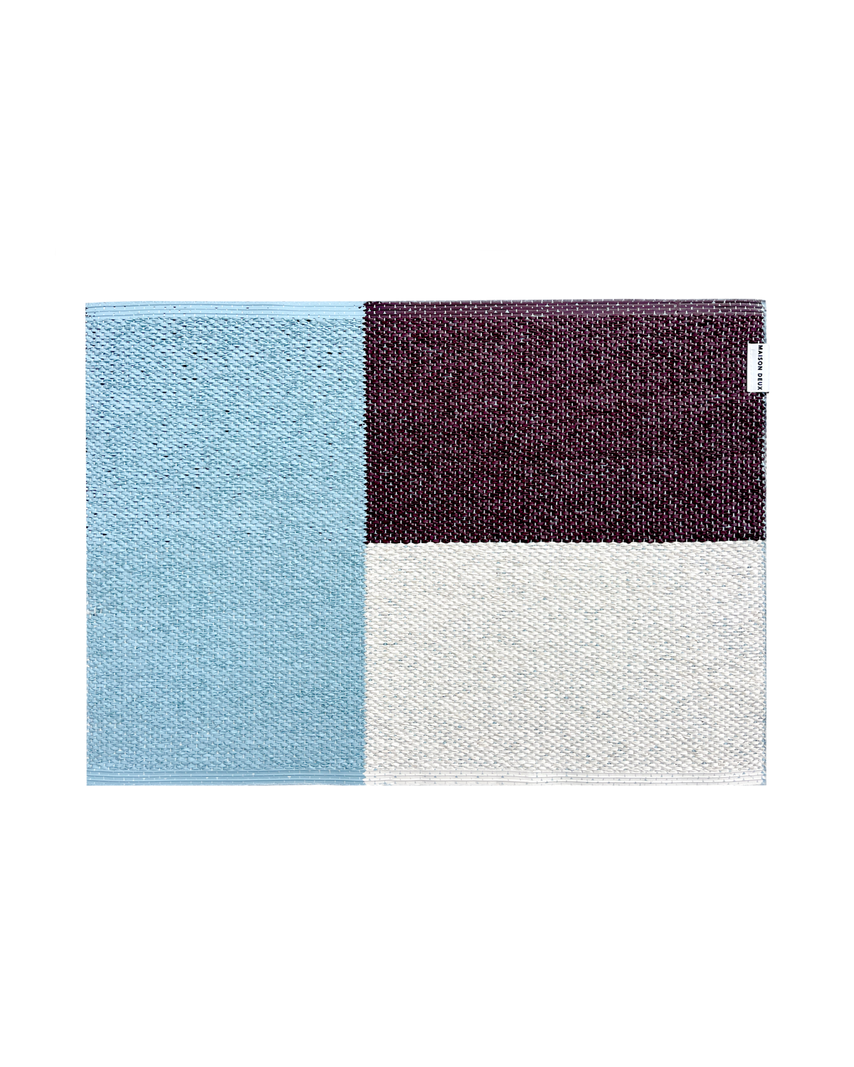 50 x 70 cm burgundy, blue and cream color block doormat