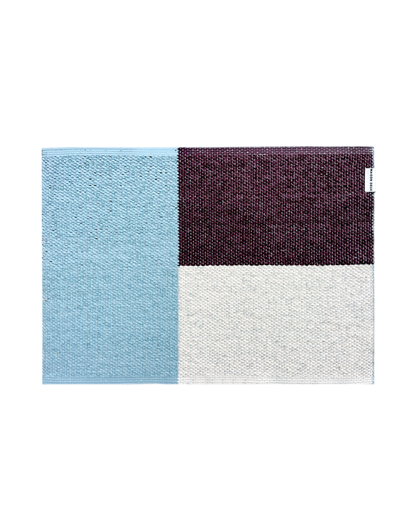 Paillasson à blocs de couleur bordeaux et bleu 50 x 70 cm