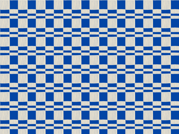 Chalky Check Deurmat Kobaltblauw Vanilla