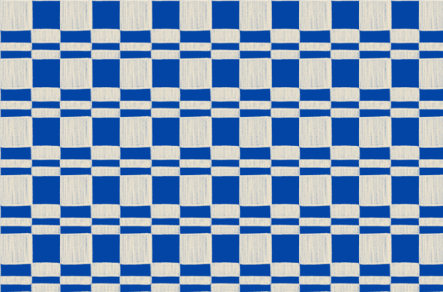 Chalky Check Deurmat Kobaltblauw Vanilla