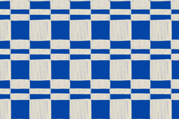 Chalky Check Doormat Cobalt Blue Vanilla