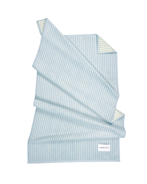 Dual Stripe Towel Blue Butter Yellow