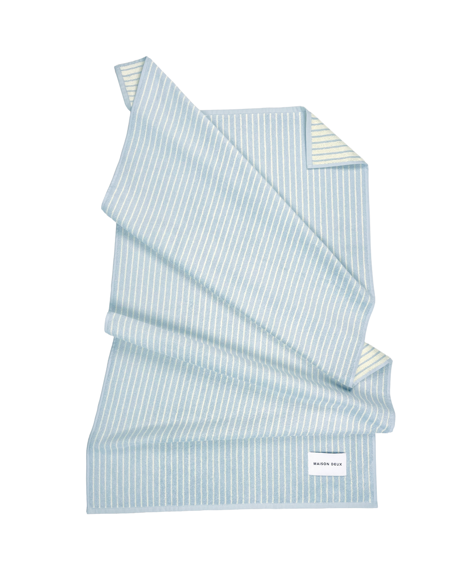Serviette de plage Dual Stripe Bleu Jaune Beurre
