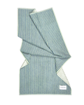Sage and cobalt blue striped organic cotton terry towel