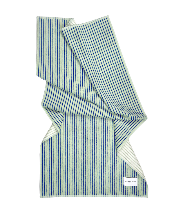 Dual Stripe Towel Sage Cobalt Blue