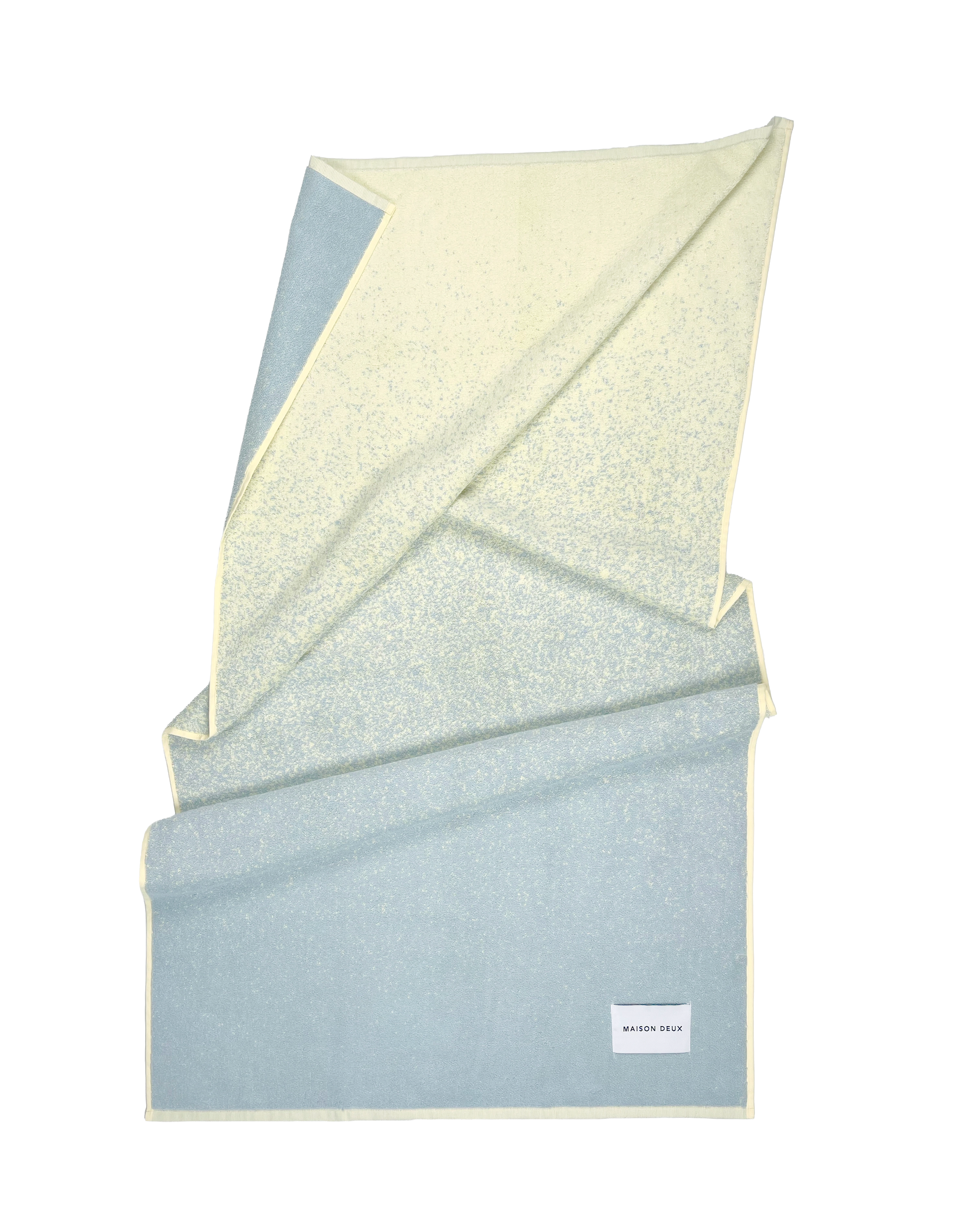 Blue to butter yellow gradient organic cotton terry towel