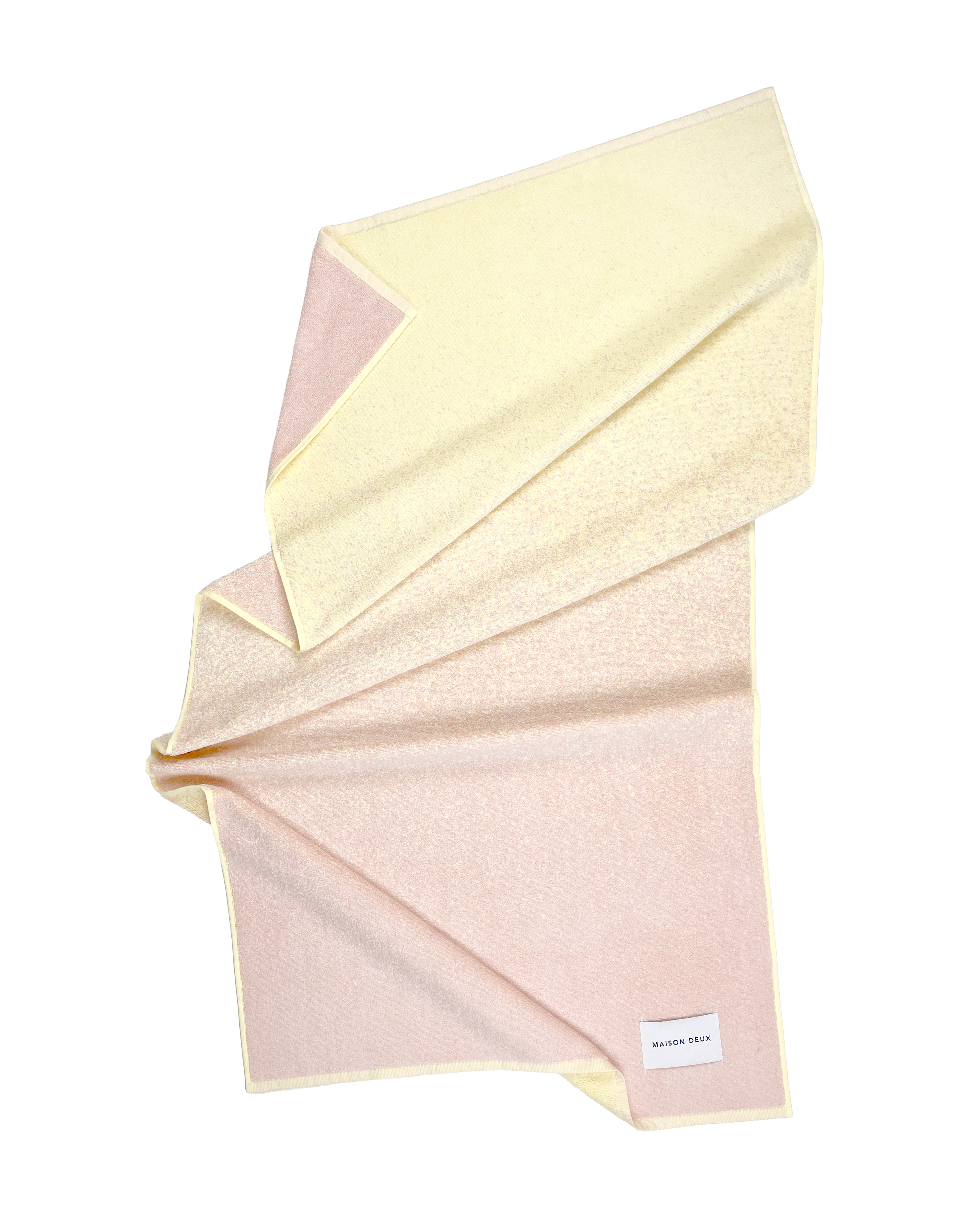Butter yellow to pink gradient organic cotton terry towel